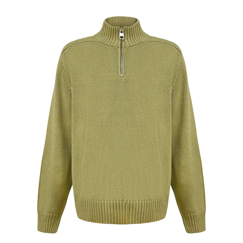 custom half zip mock neck knit sweater oem manufacturer