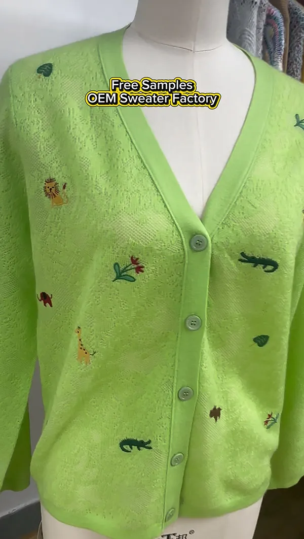 animal-embroidery-hollow-cardigan-oem-knit-top