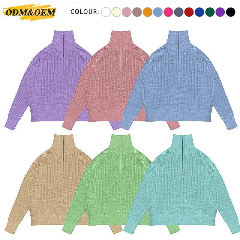 custom half zip turtleneck sweater oem factory