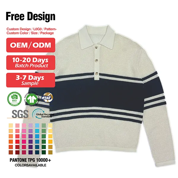 striped polo knit sweater