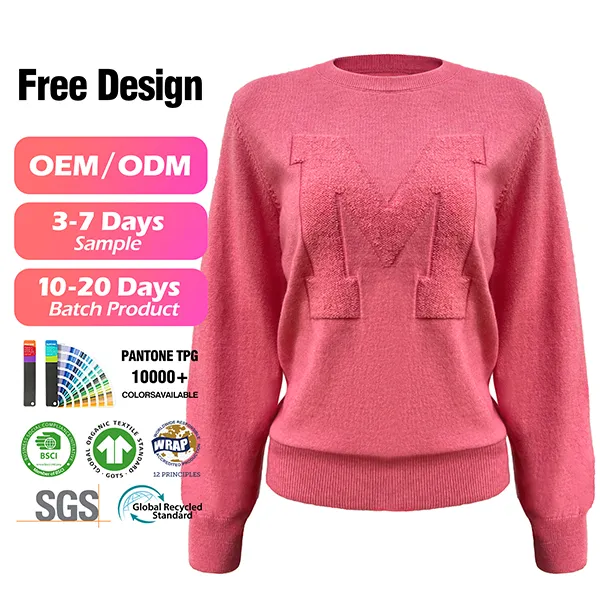 relaxed fit varsity chenille patch knit sweater