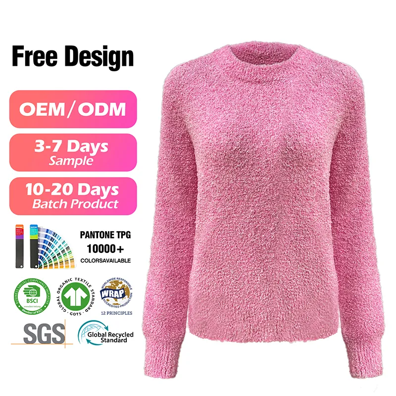 womens-fuzzy-chenille-crewneck-sweater
