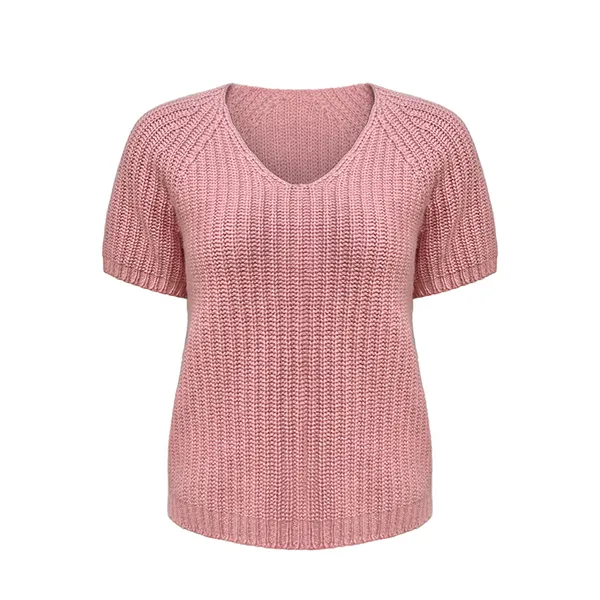 scoop neck ribbed knit short sleeve pullover