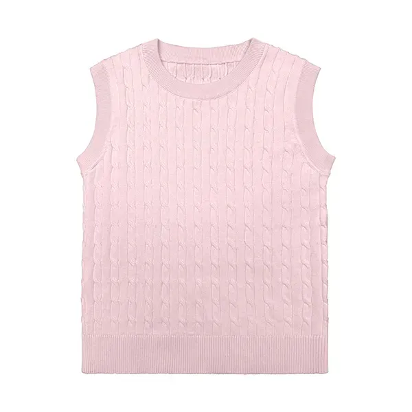 crew neck cable knit sleeveless vest