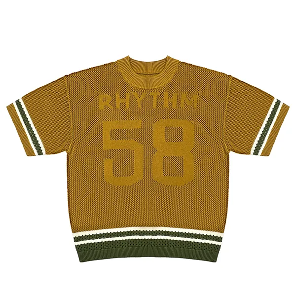 relaxed varsity knit jersey tee with striped trims