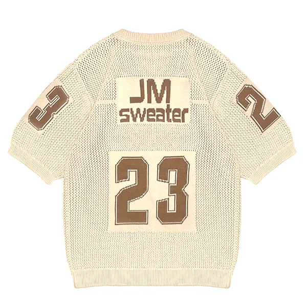 varsity numeral drop shoulder knit jersey tee