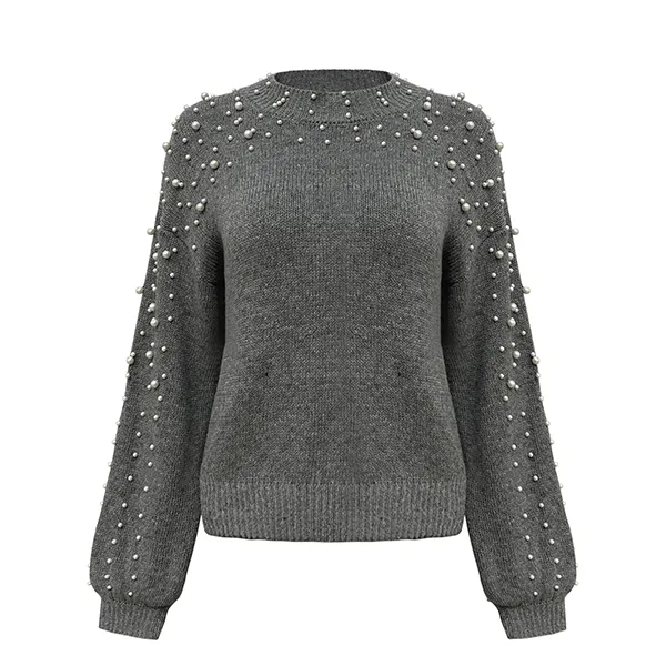 pearl embellished knit pullover