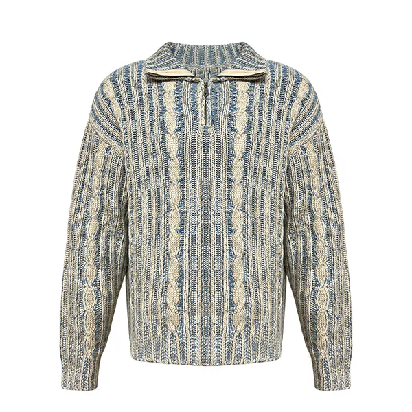 half zip cable knit drop shoulder polo