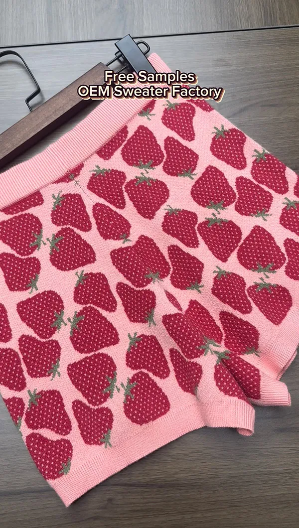mens sweater manufacturer strawberry jacquard shorts
