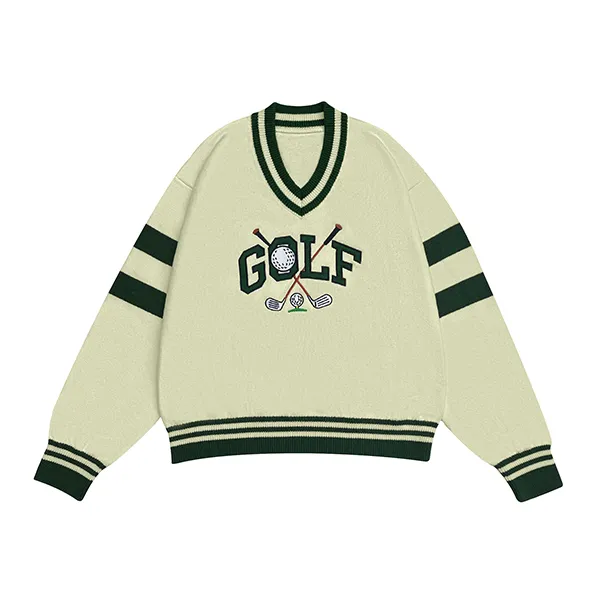 v-neck golf graphic knit pullover