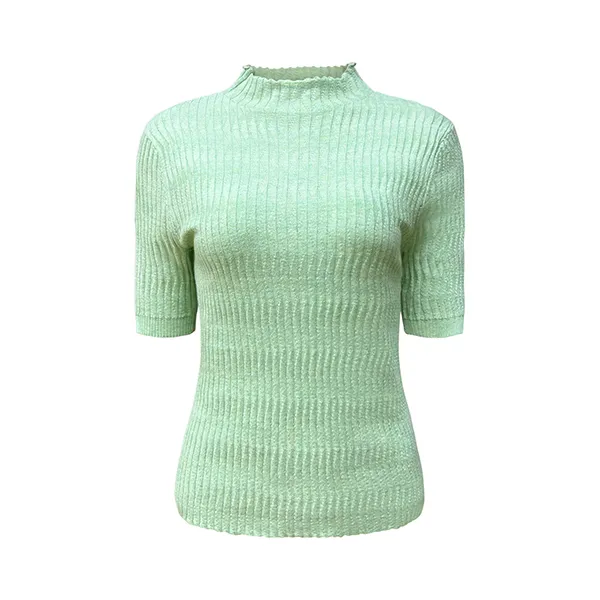 short sleeve mock neck ribbed knit top slim fit pullover