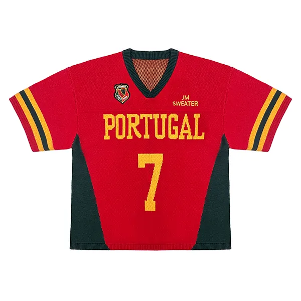 short sleeve v-neck soccer jersey graphic knit pullover