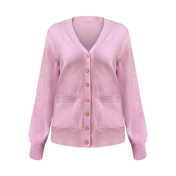 v-neck fine knit button down cardigan with pockets