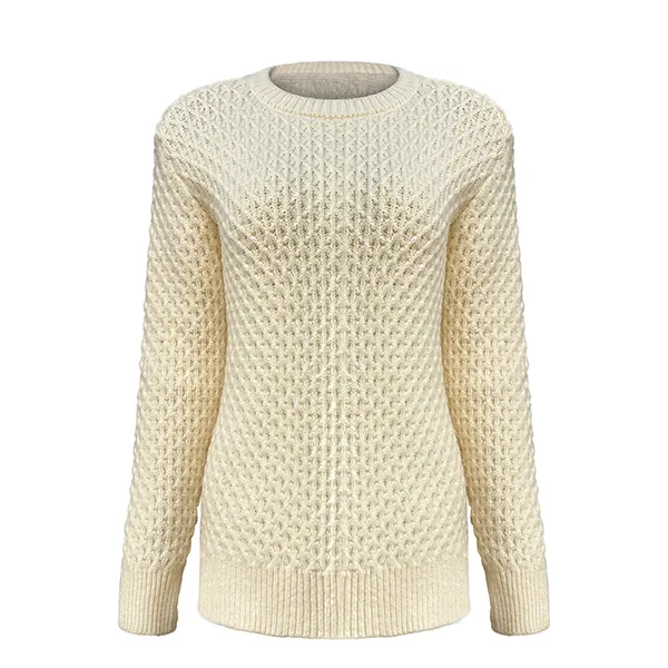 textured honeycomb knit crewneck sweater slim fit
