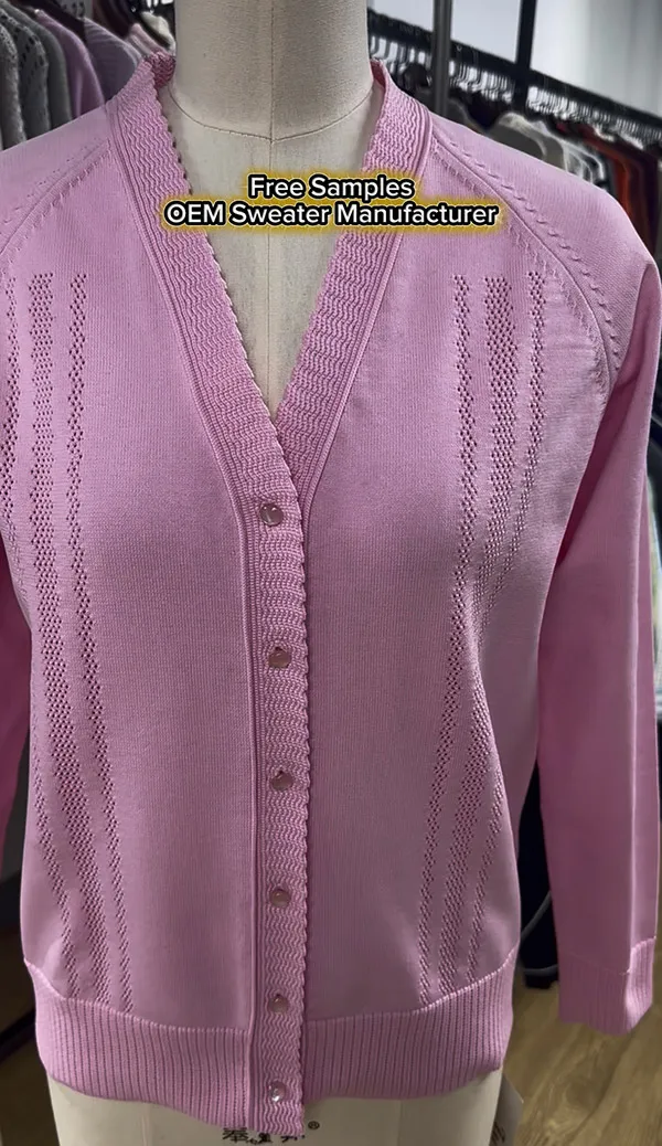 Pink Cardigan Low MOQ Knitwear Manufacturer