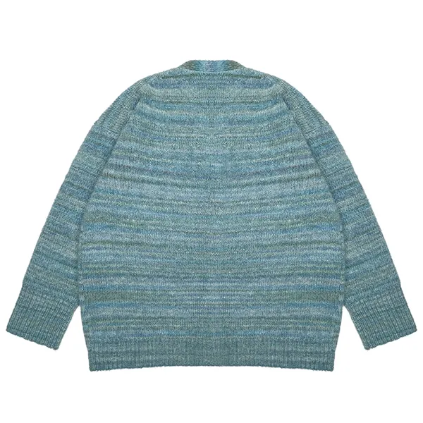 space dye v-neck cardigan with fuzzy knit texture back