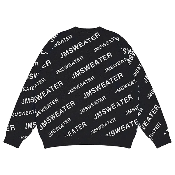 all over logo jacquard sweater with diagonal lettering back