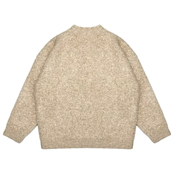 fuzzy brushed lettering sweater with arched graphic back