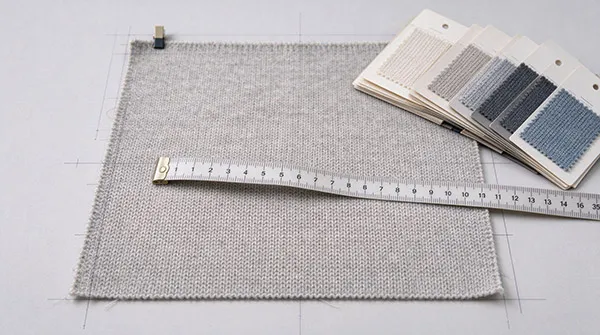 Knitwear swatch testing for yarn hand-feel and shrinkage pre-production