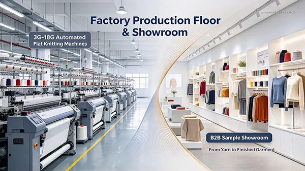 OEM specialized B2B sweater manufacturing facility and automated flat-bed knitting workshop