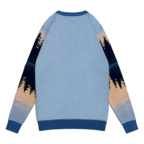 scenic mountain jacquard knit crewneck pullover sweater back