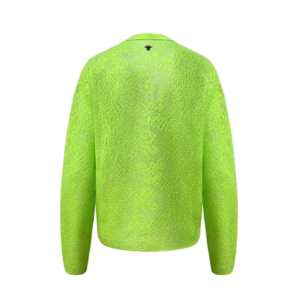 pointelle knit v-neck cardigan with embroidered motifs back