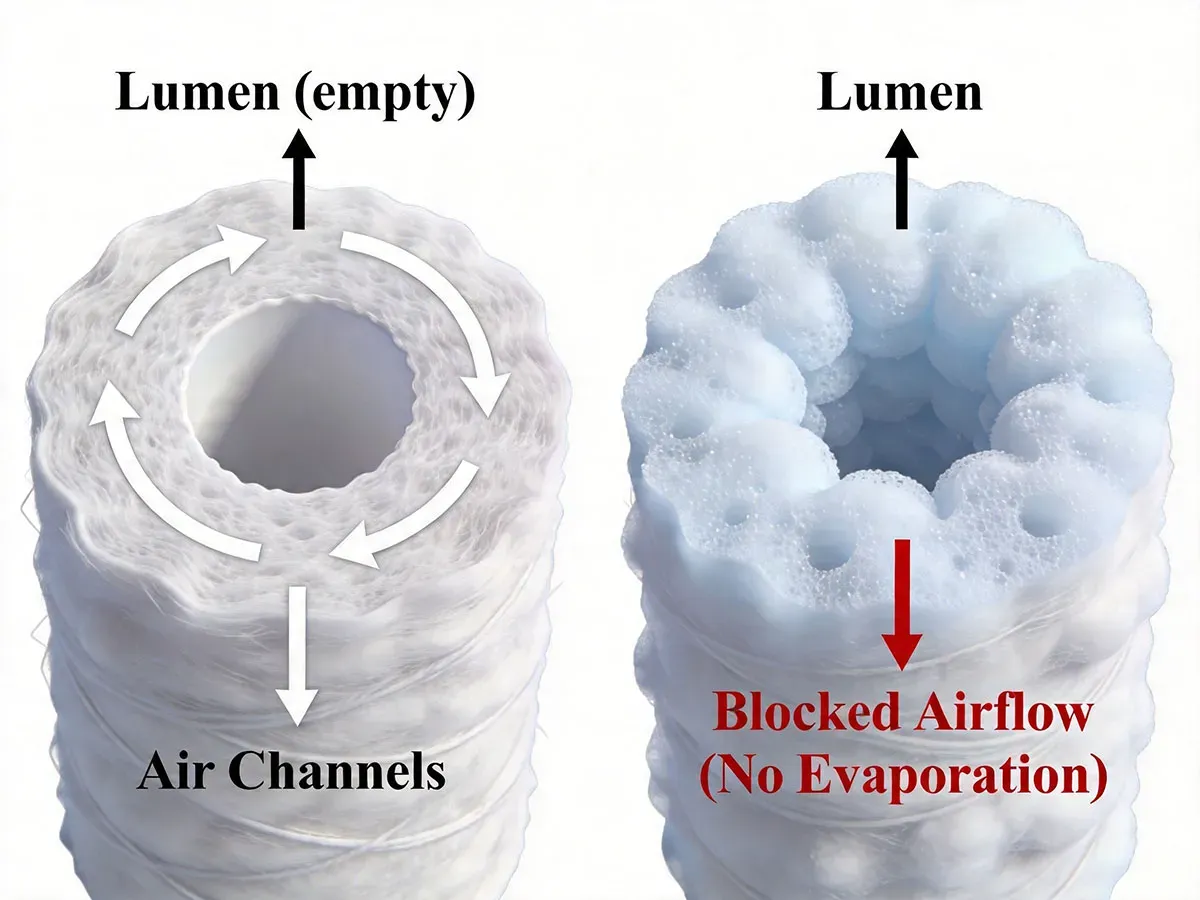 Microscopic View How Sweat Clogs Cotton’s Air Channels