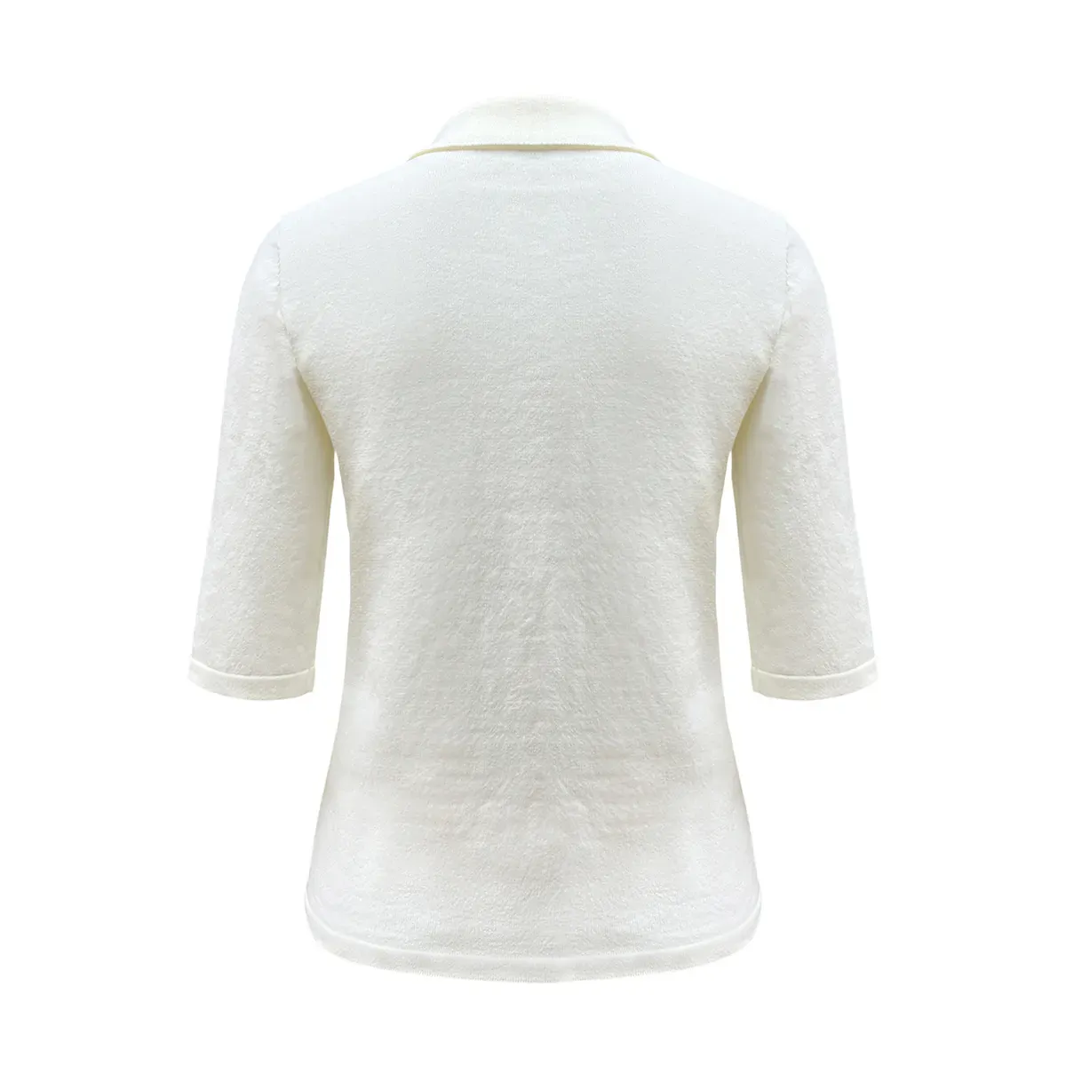 Vintage Chenille Puff-Sleeve Half-Sleeve Polo Jumper Back