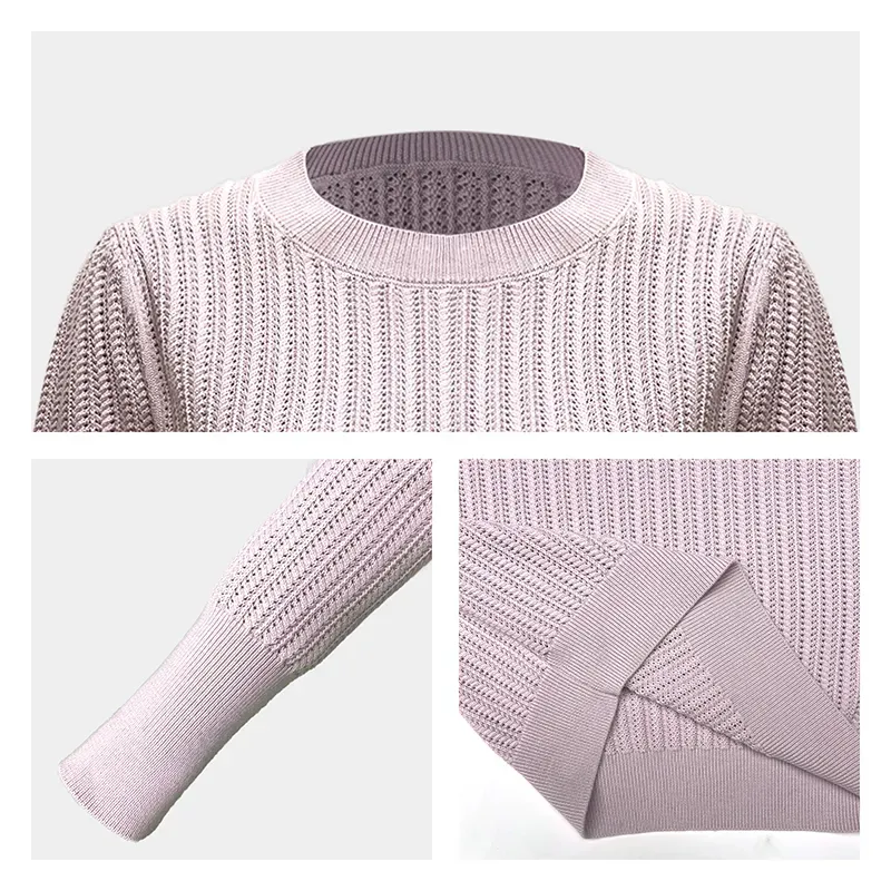 Ribbed Half Cardigan Crewneck Extra Long Cuff Sweater Knitting Details