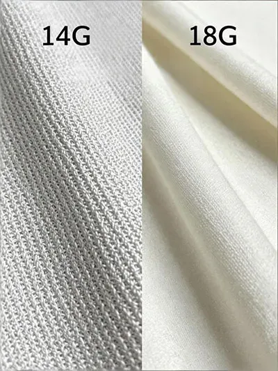 14G vs. 18G knitwear texture contrast comparison for premium sweater manufacturing