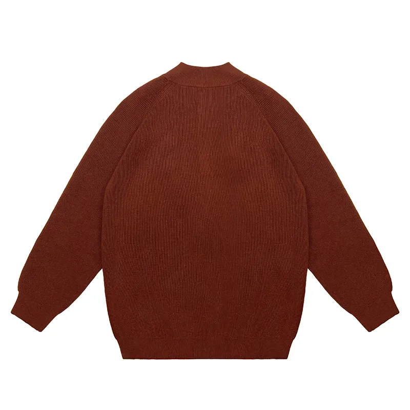 Classic Fine Gauge Textured Raglan Sleeve Henley Pullover Back