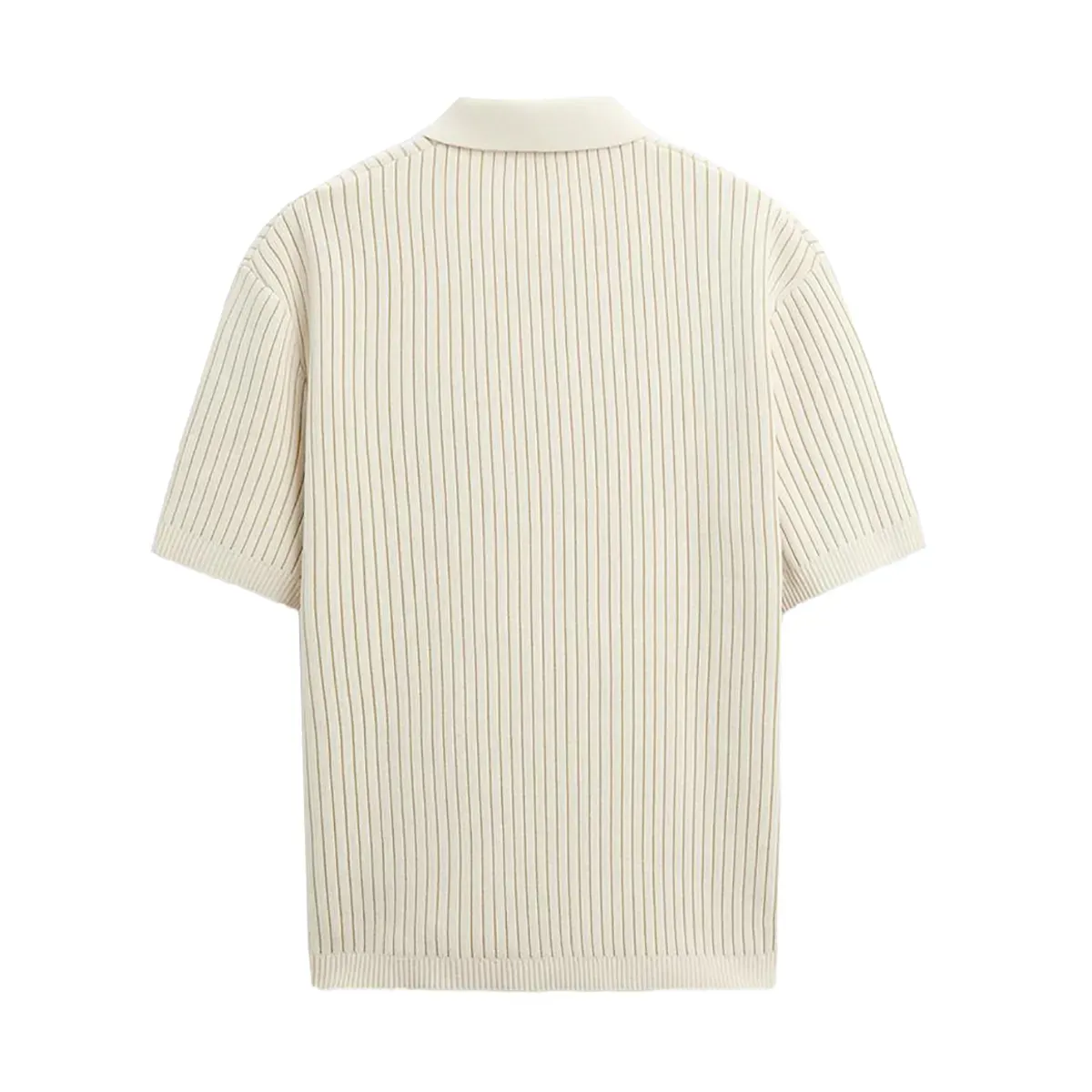 Vertical Ribbed Business Casual Knit Polo Shirt Back