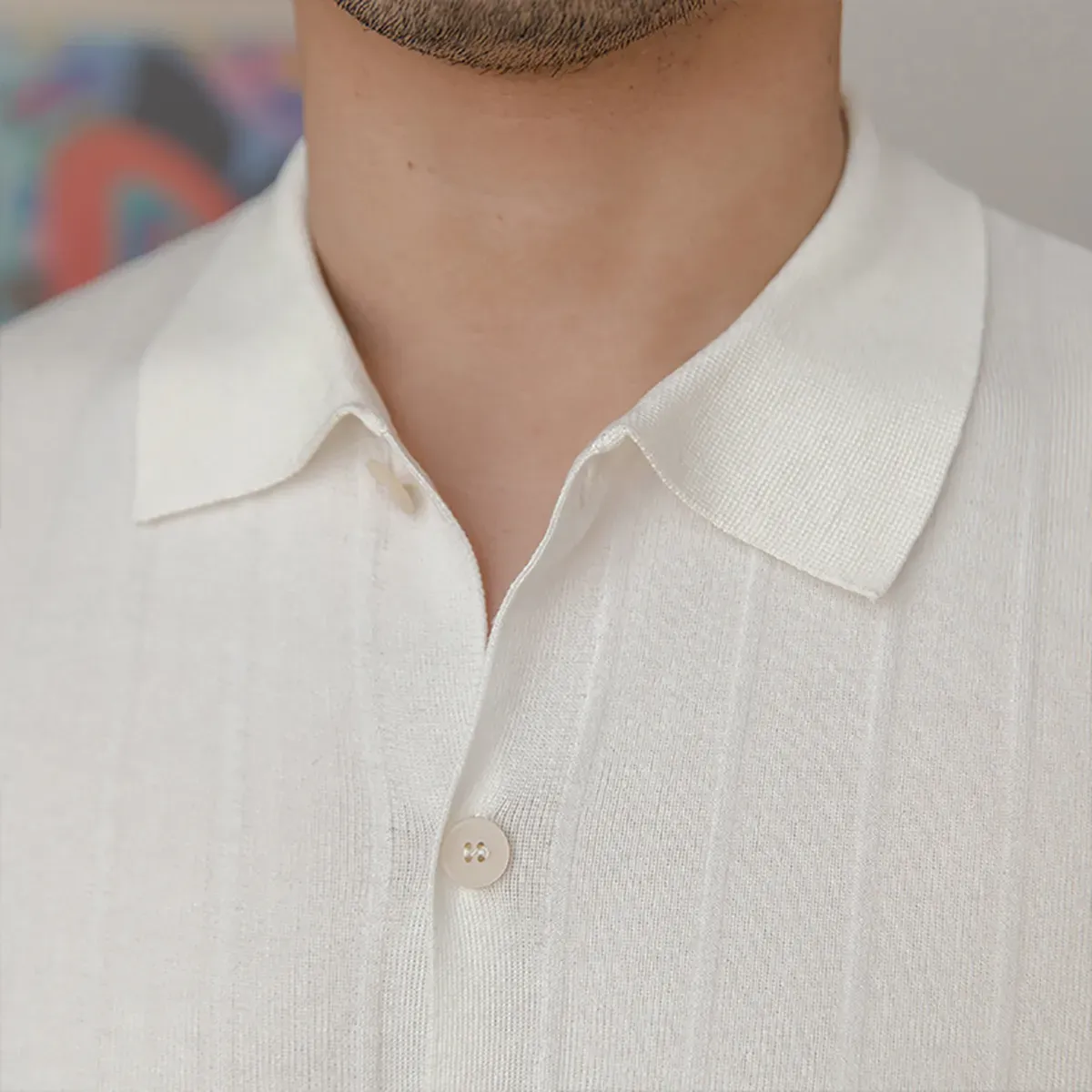 Golf Athleisure Cool-Touch Ribbed Knit Polo Cardigan Collar Details
