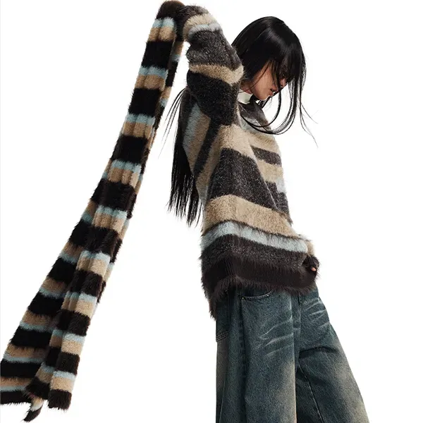 Oversized Raw Edge Crochet Scarf