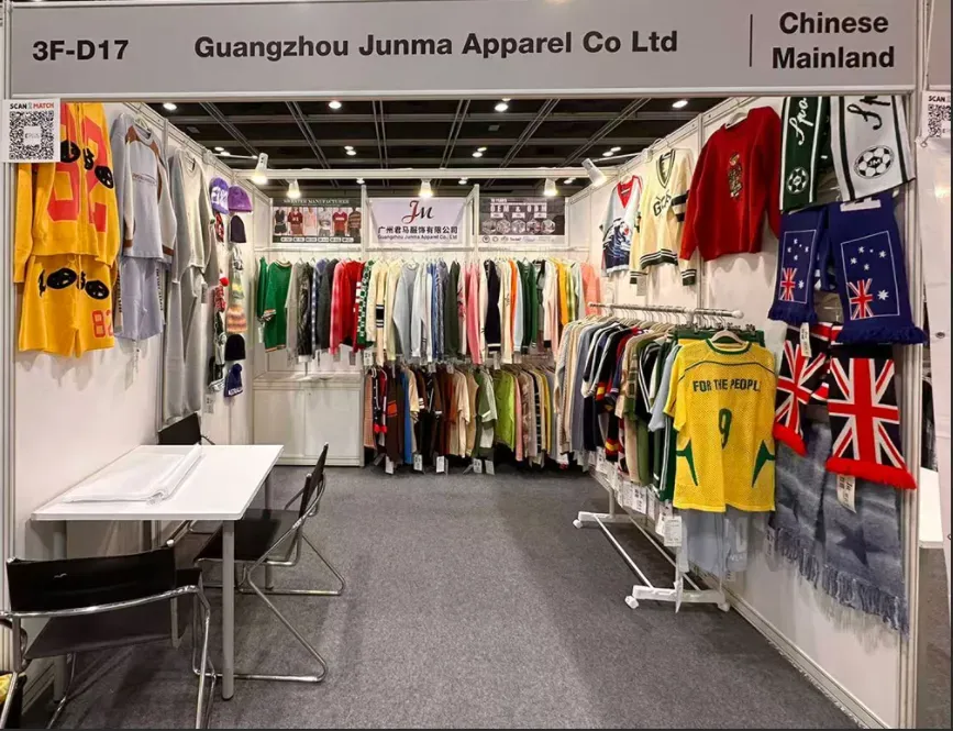 JM Sweater booth at Fashion InStyle Hong Kong 2026 showcasing custom knitwear collections