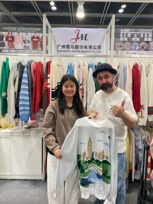 Custom Intarsia sweater design showcased by JM Sweater at Hong Kong Fashion InStyle 2026