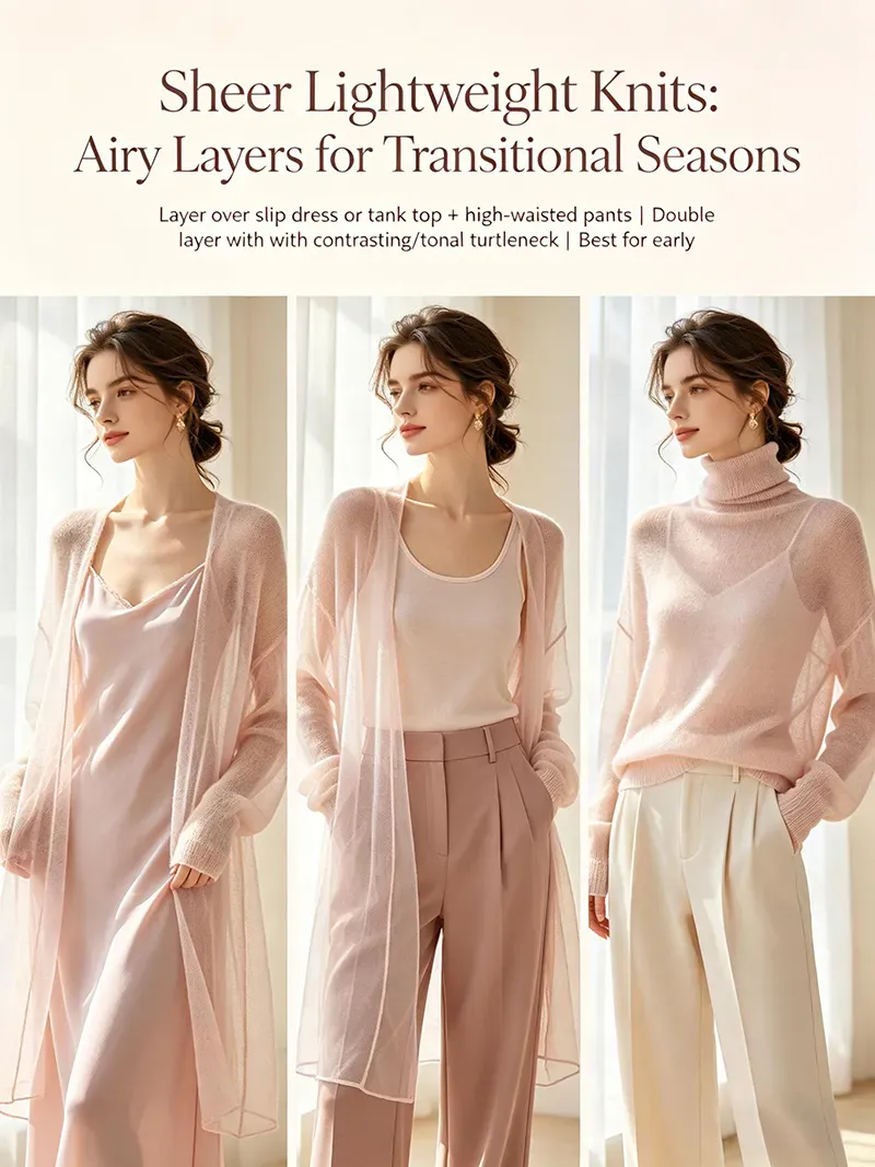 Sheer / lightweight knits (mohair, transparent blends, linen mesh) by jmsweater.com