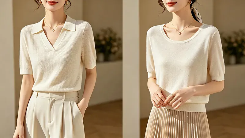 V‑neck / deep round neck By jmsweater.com