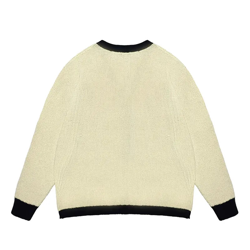 Silk-Touch Contrast V-Neck Cardigan Back