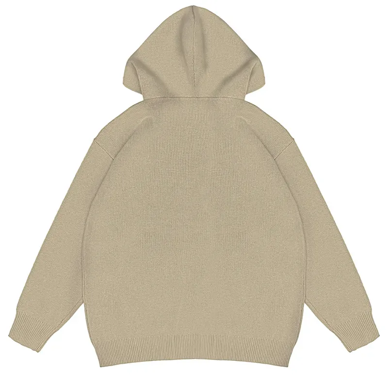 Custom Logo Intarsia Knit Hoodie: Premium Streetwear Back