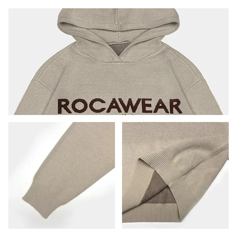 Custom Logo Intarsia Knit Hoodie: Premium Streetwear Knitting Details