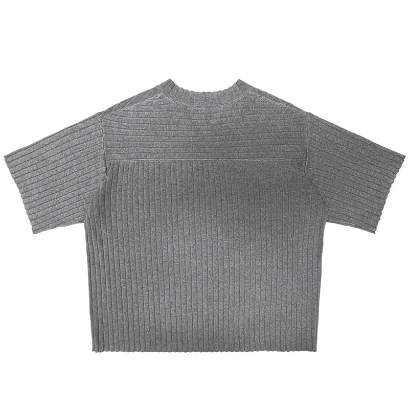 Custom Varsity V-Neck Short Sleeve Ribbed Knit Sweater Back