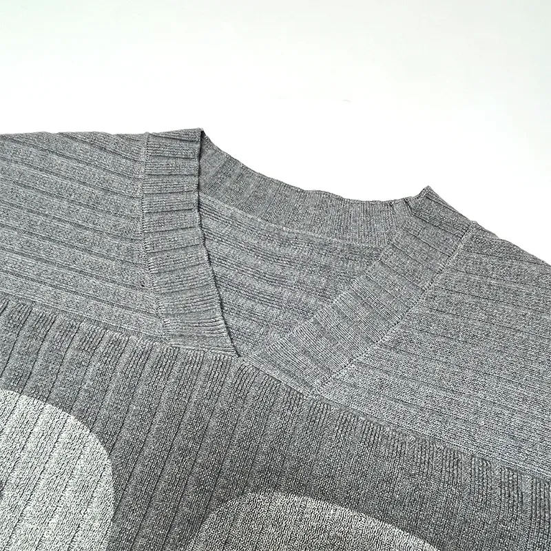 Custom Varsity V-Neck Short Sleeve Ribbed Knit Sweater Collar Details