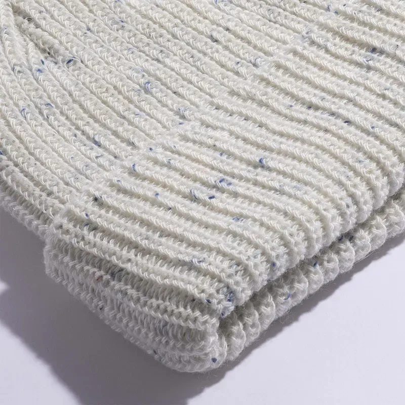 Custom Speckled Ribbed Beanie: Retro Donegal Winter Hat Knitting Details