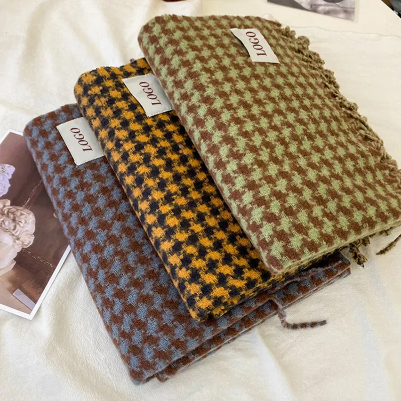Custom Houndstooth Scarf: Wholesale Blanket Shawl