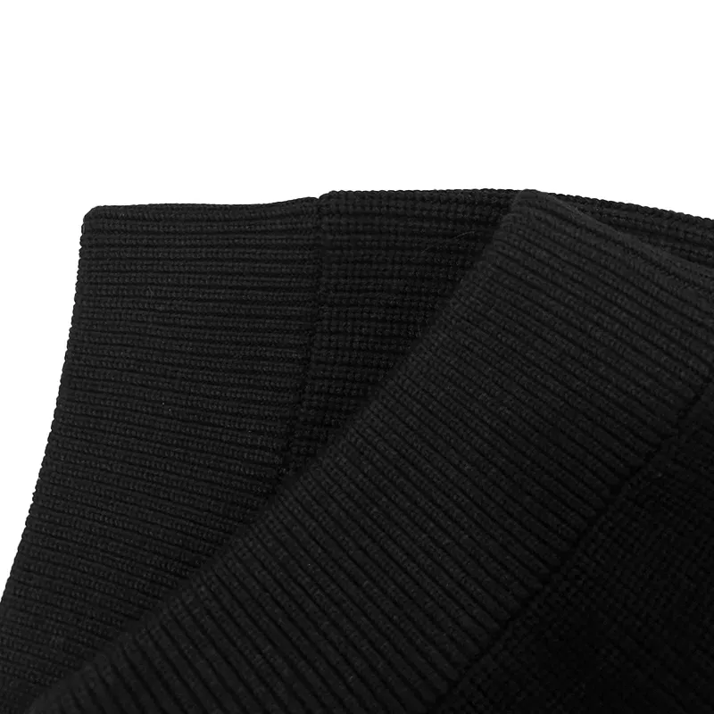 Performance Cuffs: Close-Up of High-Memory Rib Cuffs and Seamless Hem on Custom Bulk Knitwear