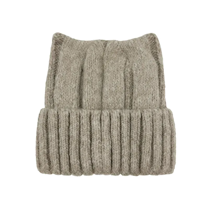 Custom Cat Ear Beanie: Wholesale Cable-Knit Winter Hat Back
