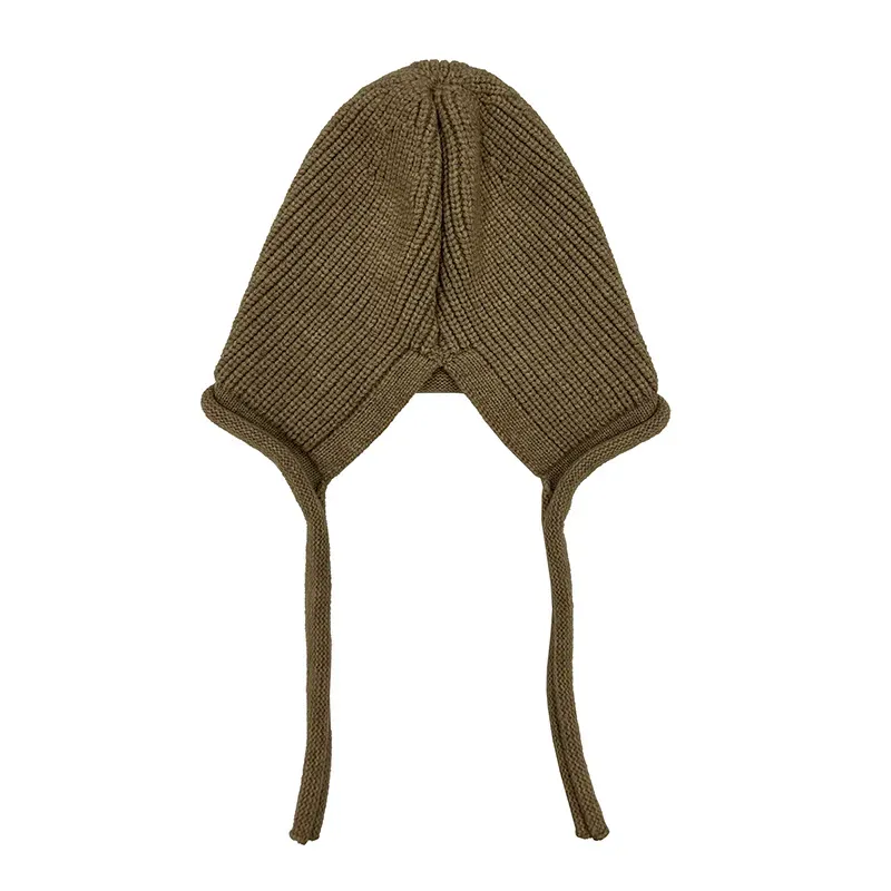 Custom Earflap Beanie: Wholesale Ribbed Aviator Hat Back