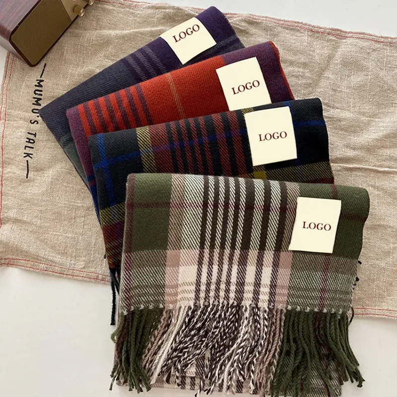 custom-plaid-woven-scarf-wholesale-tartan-winter-shawl-flat-display