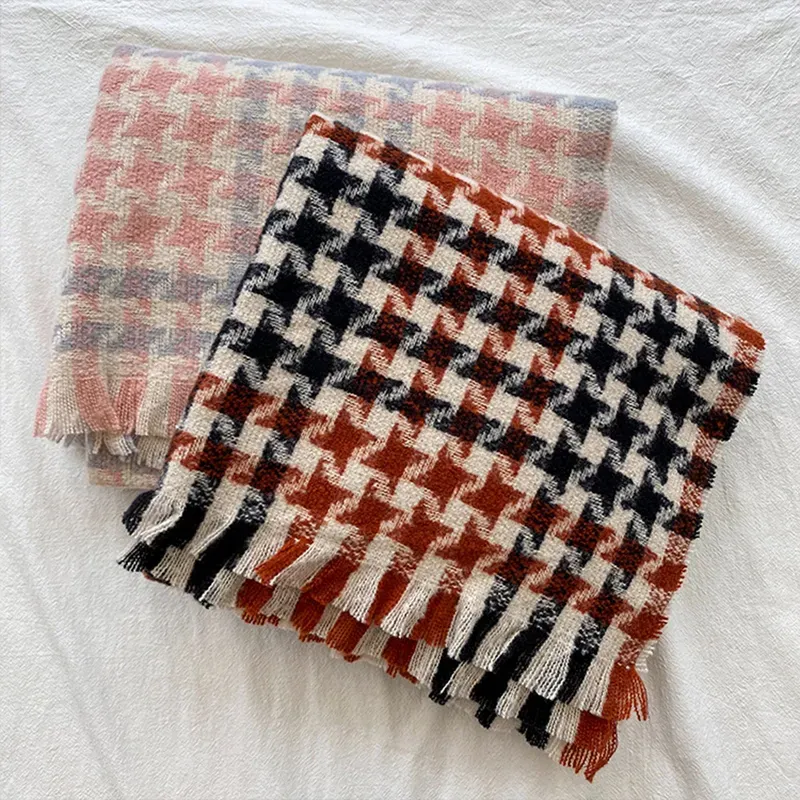 custom-houndstooth-woven-scarf-wholesale-plaid-shawl-color-display